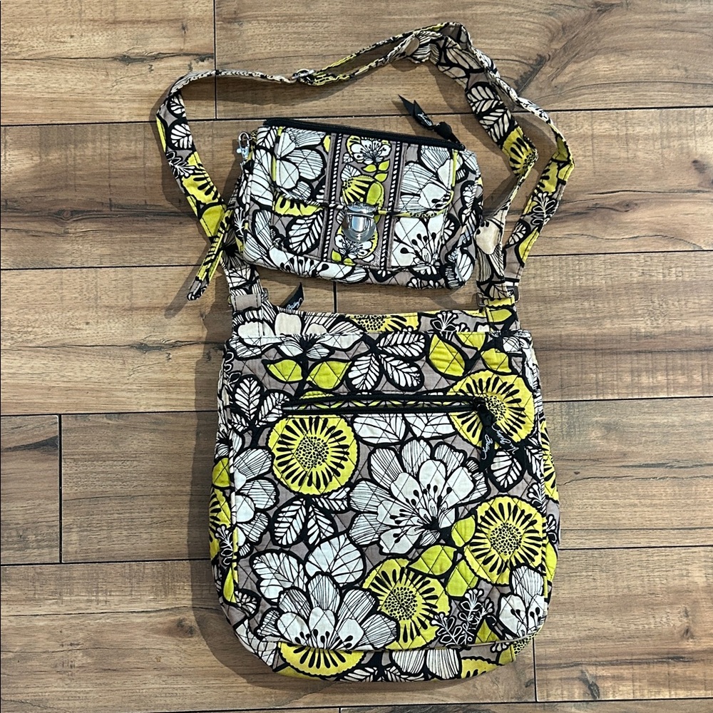Vera Bradley Floral Patterned Shoulder Bag and Pouch Set